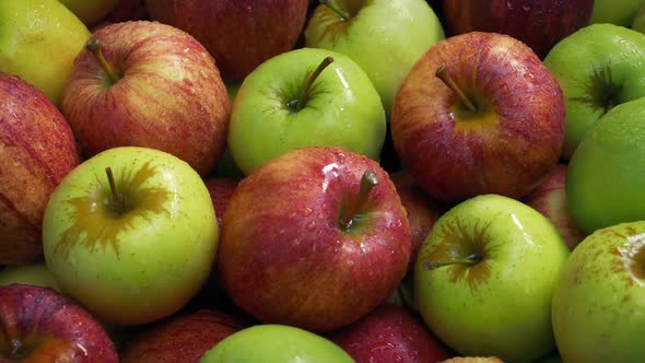 Washed Apples Red And Green Moving Shot