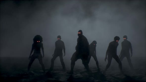 Group of Scary Halloween Zombies alt