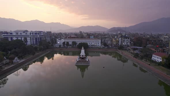 Rani Pokhari during sunset in Kathmandu Nepal