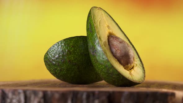 Ripe Avocado Fruits on a Rotating Surface