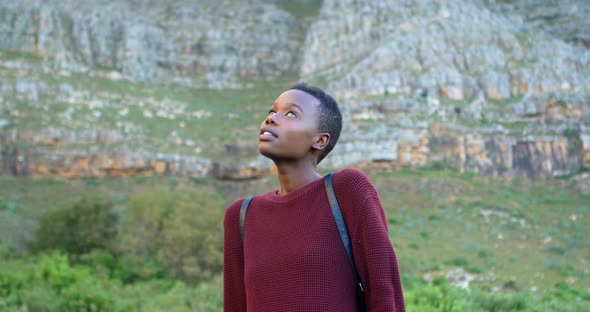 Woman shivering at countryside 