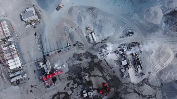 Aerial view of plant for the production of dry building mixtures.