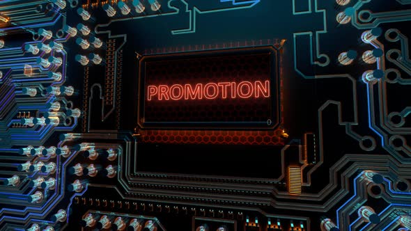 Advertising Marketing Sale Discount an Promotion Words on Digital Futuristic Circuit Board alt
