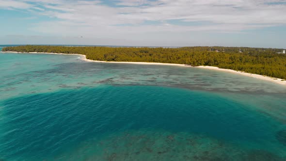 Aerial View From Drone of Benitiers Island Mauritius