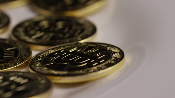 Rotating shot of Bitcoins 