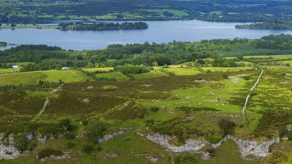 Time lapse of rural agricultural nature landscape during the day in Ireland.