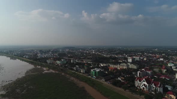 City of Vientiane in Laos seen from the sky
