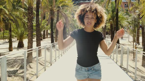 Charming Casual Woman on Street in Sunshines