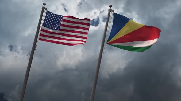 Waving Flags Of The United States And The Seychelles 2K