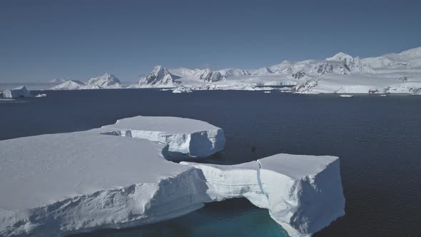 Tabular Iceberg Float Antarctic Ocean Aerial View