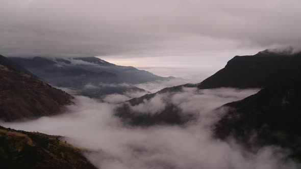 Drone view El Cajas National Park, Ecuadorian Highlands