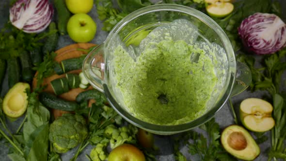 Green Fresh Smoothie Blended in Blender