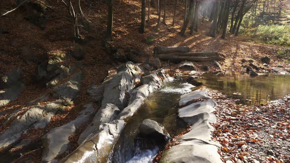 Water flowing through the rocks