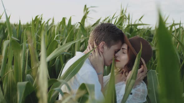 Beautiful Couple in the Corn Field