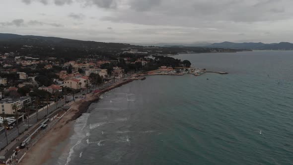 Aerial view on the bay of Cote d'Azur and La Ciotat village, France