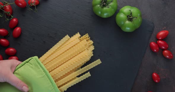 Raw reginette pasta