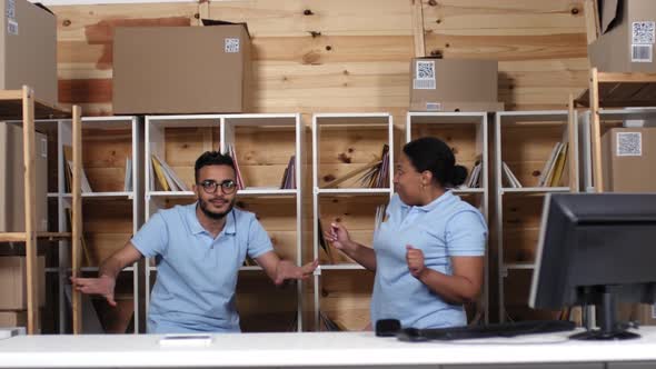 Bored Postal Service Clerks Having Fun behind Counter