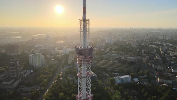 TV Tower in the Morning at Dawn in Kyiv, Ukraine