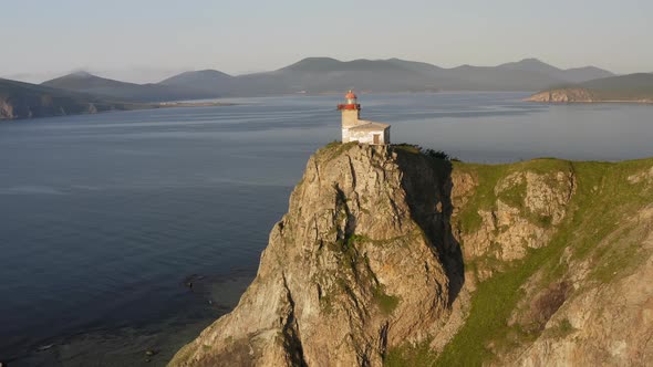 Lighthouse Baluzek on the Coast of the Sea of Japan