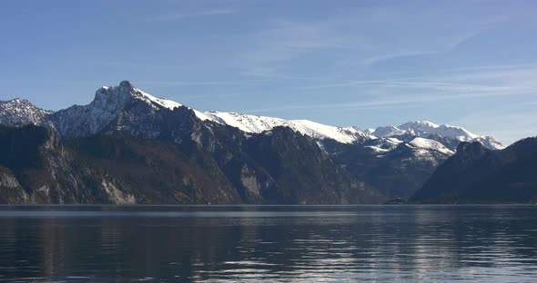 Time lapse with mountains and a lake