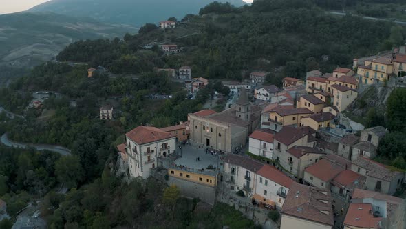 Flying over a church in Castelmezzano, Italy 4k