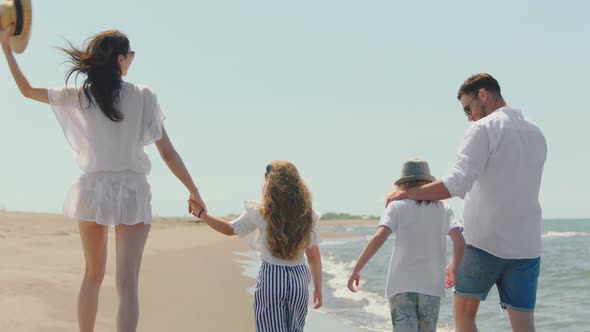 Couple with two children on vacation