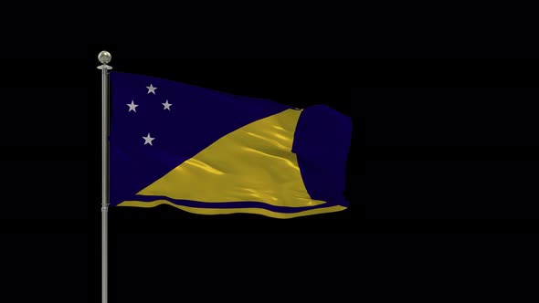 Tokelau Flag Pole Looping  Animation Include Alpha Channel