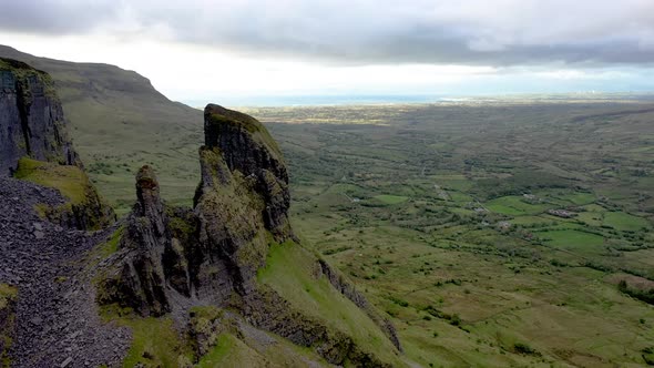 Aerial View of Rock Formation Located in County Leitrim Ireland Called Eagles Rock