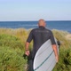 Rear view of man carrying surfboard on coast, Lorne, Victoria, Australia - VideoHive Item for Sale