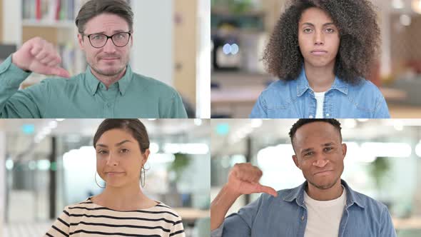 Collage of Different Races People Showing Thumbs Down Sign