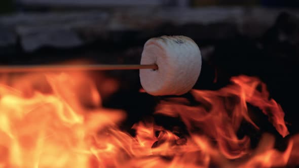 Marshmellow Roasting On Stick In Camp Fire Pit alt