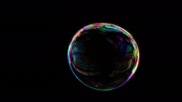 Blue Soap Bubble Over Dark Black Screen Seamless Loop with Alpha Matte