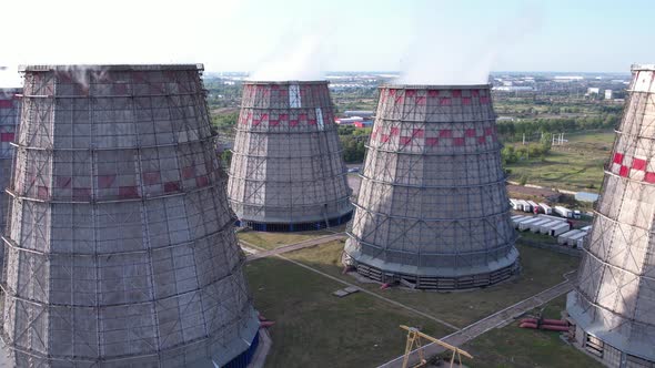 Industrial Power Plant Aerial Footage