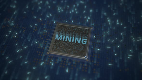 Computer Chip and Board with MINING Text