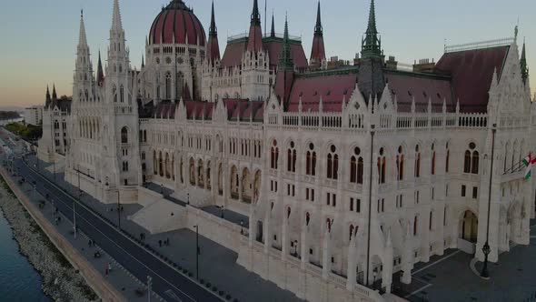 The sun sets on the Hungarian Parliament Building