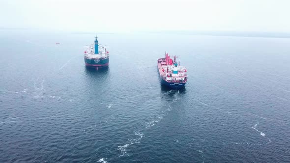 Dry Cargo Ship Transports Grain at Sea