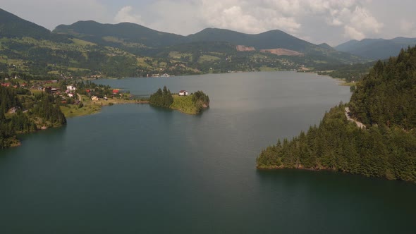 Aerial view of a lake