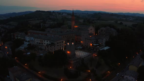 Castelvetro Italian mountains Hamlet after the sunset in the night