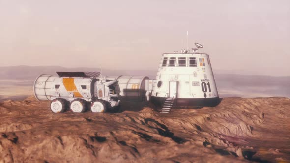 Mars Base and Rover Establishing Shot 1