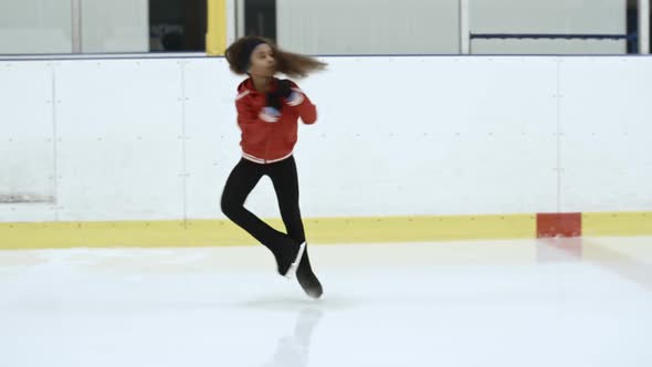 Little Figure Skater Falling on Ice Rink