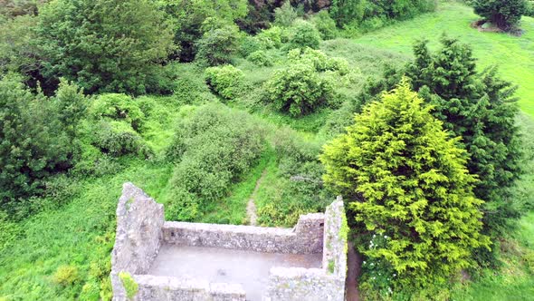 Aerial View of Raheen-a-Cluig Medieval Church in Bray, County Wicklow, Ireland