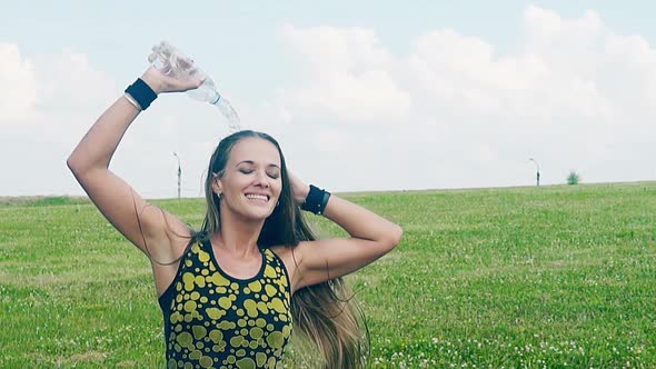 CU, Slow Motion: Young Beautiful Girl Goes in for Sports in the Morning, Runs Along the Path