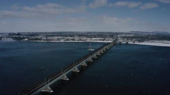 4K winter city industrial bridge highway park seq 005/005