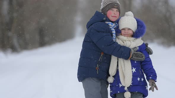 Lovely children at winter holidays.