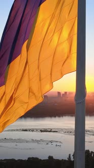 Vertical Video National Flag of Ukraine By Day