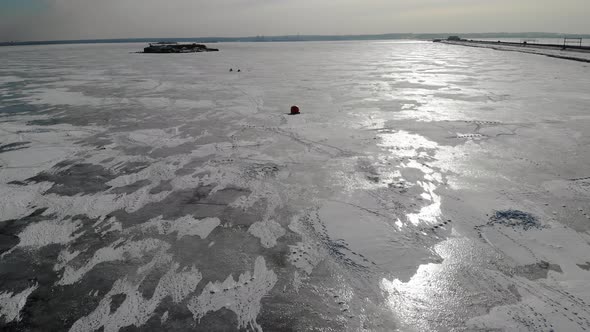 Kronstadt Forts Fortification Islands Near SaintPetersburg in Ice at Winter