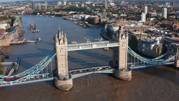 Aerial View of Historic Tower Bridge