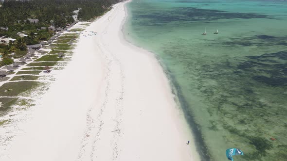 Zanzibar Tanzania  Aerial View of the Ocean Near the Shore of the Island Slow Motion