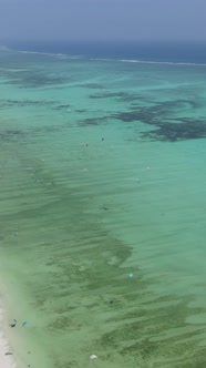 Tanzania  Vertical Video of the Ocean Near the Coast of Zanzibar Slow Motion