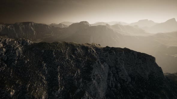 Dramatic Sky Over Steps in a Mountain